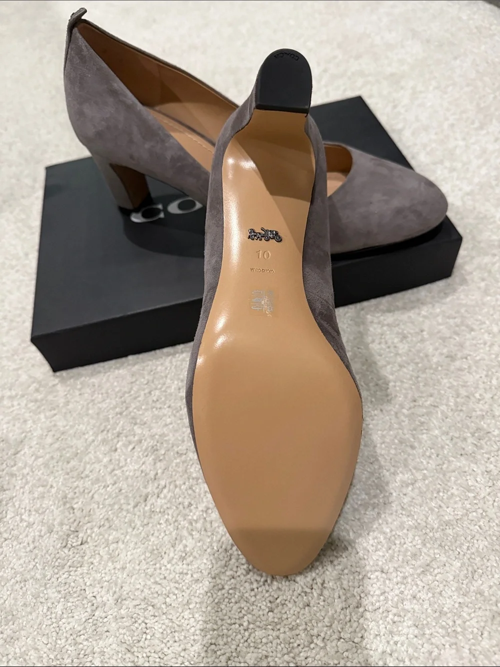 Coach Taupe Suede Mid Heel Pump - Women